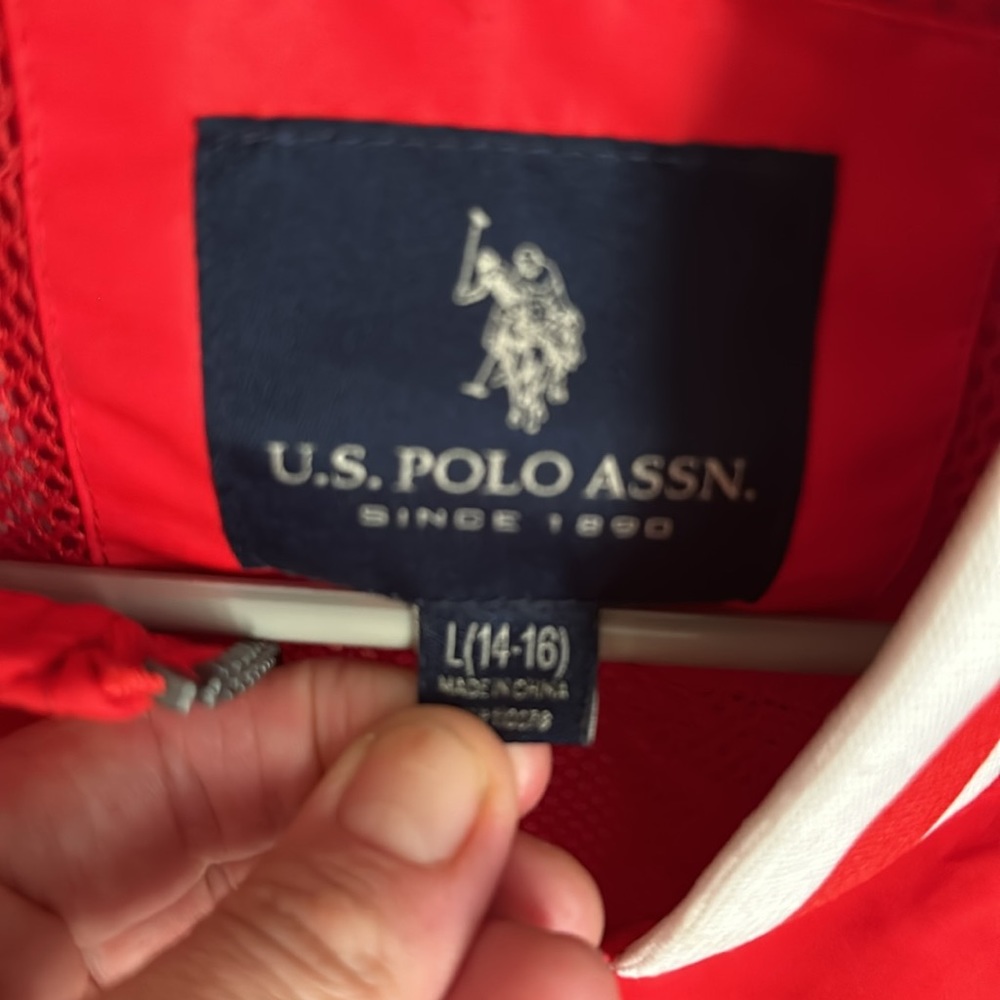 Red w/White stripe collar boys jacket - Picture 2 of 5